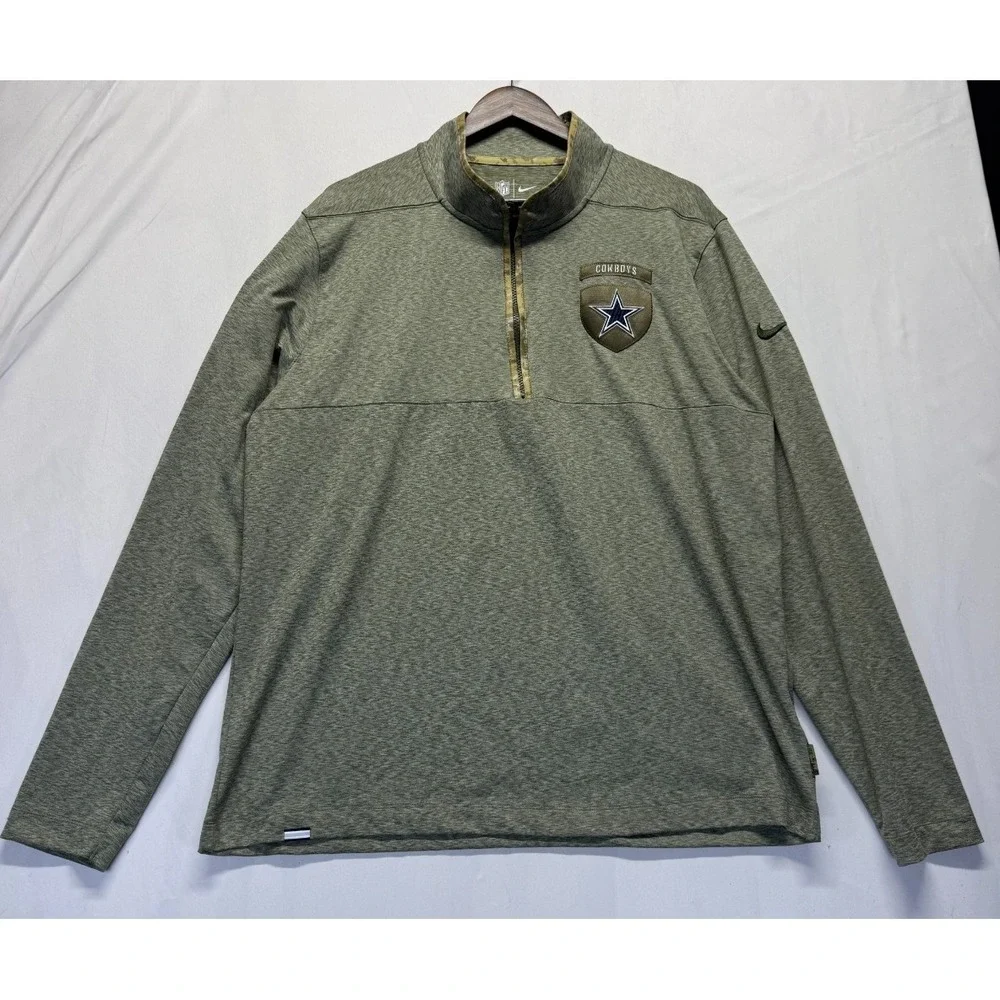 Dallas Cowboys Sweatshirt Men XL Olive Green Nike Football NFL Salute to Service